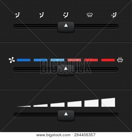Car Dashboard Elements With Level Sliders. Vector 3d Illustration
