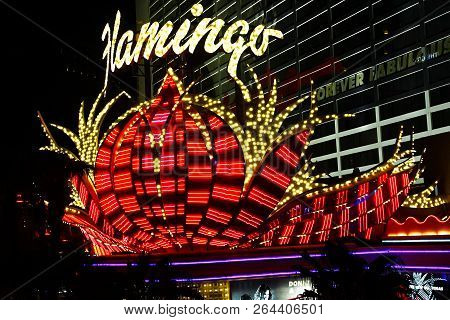 Las Vegas, Nv/usa - Sep 16,2018: Exterior Views Of The Flamingo Casino Resort On The Las Vegas Strip