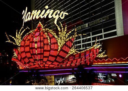 Las Vegas, Nv/usa - Sep 16,2018: Exterior Views Of The Flamingo Casino Resort On The Las Vegas Strip