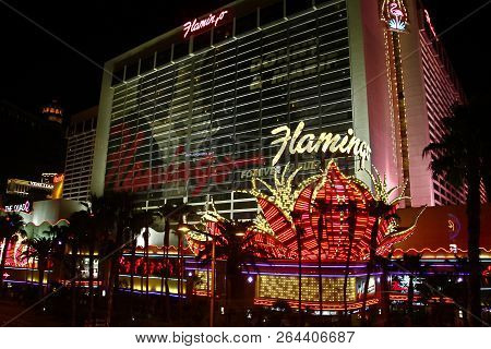 Las Vegas, Nv/usa - Sep 16,2018: Exterior Views Of The Flamingo Casino Resort On The Las Vegas Strip