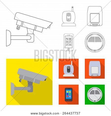 Vector Illustration Of Office And House Sign. Set Of Office And System Vector Icon For Stock.