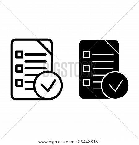 Chek List Line And Glyph Icon. Clipboard Vector Illustration Isolated On White. Document Outline Sty