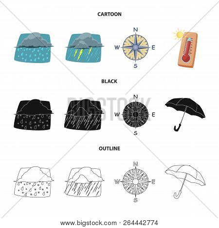 Vector Illustration Of Weather And Climate Sign. Set Of Weather And Cloud Stock Vector Illustration.