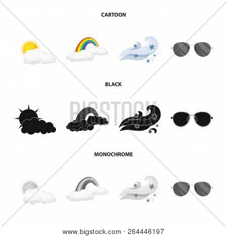 Vector Design Of Weather And Climate Sign. Collection Of Weather And Cloud Vector Icon For Stock.