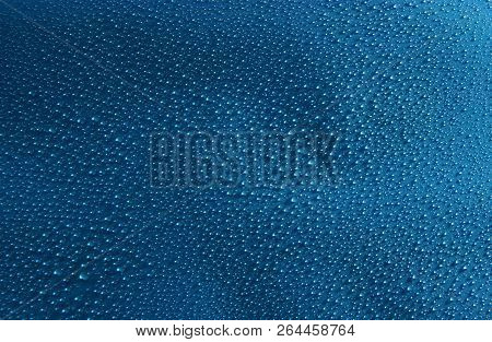Water Drops Abstract Blue Background Close Up