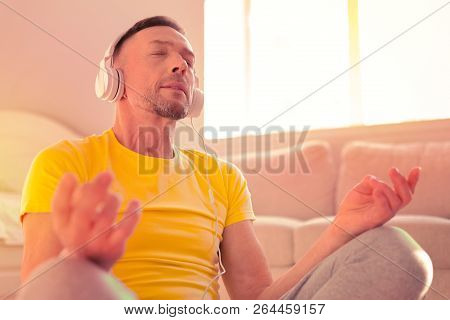 Patient Peaceful Man Enjoying A Wonderful Day