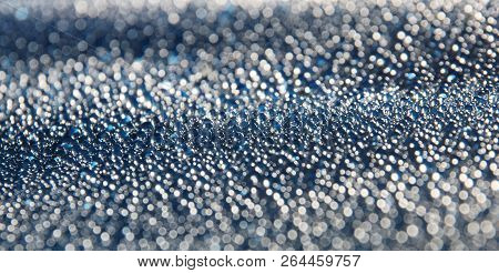 Water Drops Abstract Festive Grey Steel Background Close Up