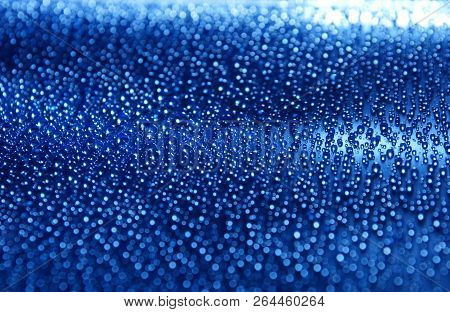 Water Drops Abstract Blue Background Close Up