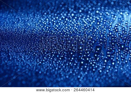 Water Drops Abstract Blue Background Close Up