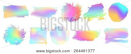 Grunge Set. Holographic Texture. Detailed Grunge Backgrounds. Ink Splash. Isolated Backdrops For Tex