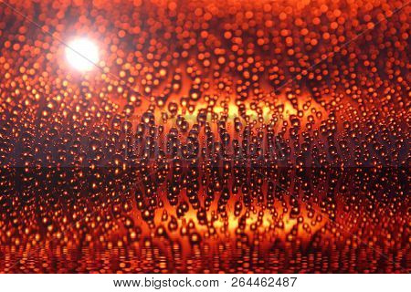 Water Drops Abstract Background Sun Autumn Water Reflection Close Up