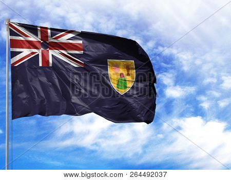 National Flag Of Turks And Caicos Islands On A Flagpole