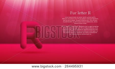 Product Display Or Advertising Concept Template. Vector Illustration Of Fur Letter R Over Ruby Red C