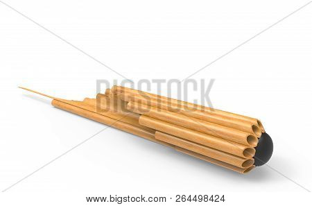 3d Rendering. Perspective View Of Traditional Thai Blow Musical Flute, Bamboo Pan Pipe Khean With Cl