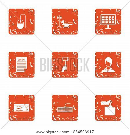 Transaction Processing Icons Set. Grunge Set Of 9 Transaction Processing Vector Icons For Web Isolat