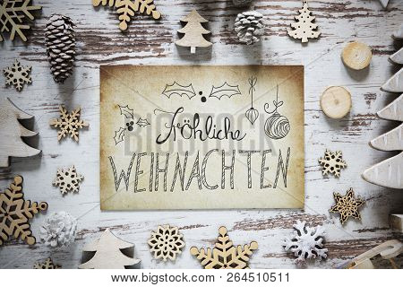 Paper, Calligraphy Froehliche Weihnachten Means Merry Christmas