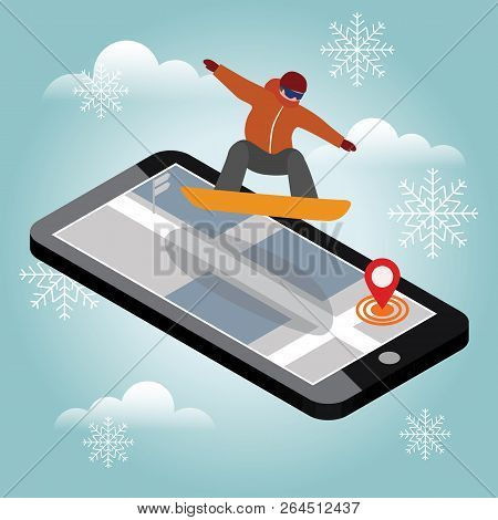 Isometric Vector Man Has Boarding In City. Urban Style And Hot Tricks In Park. Videos And Photos Kee