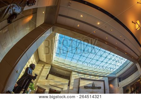 Washington Dc, Usa-september 4,2018: The United States Capitol Visitor Center (cvc) Is A Large Under