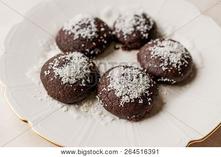 Mini Chocolate Brownie Wet Cookies With Coconut Powder / Turkish Islak Kurabiye.