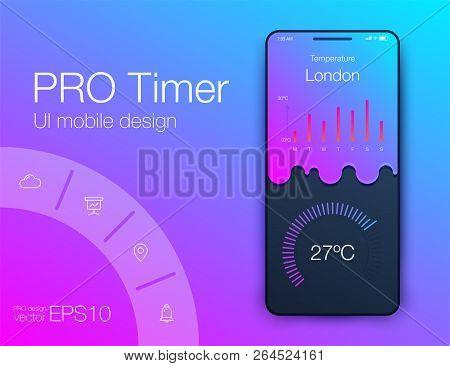 Mobile Phone Application For Analytics. Stock Vector