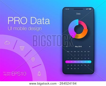 Mobile Phone Application For Analytics. Stock Vector