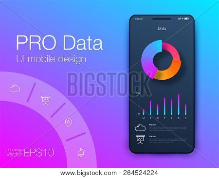 Mobile Phone Application For Analytics. Stock Vector