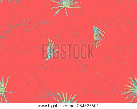 Green Exotic Pattern. Monstera And Hibiscus Flowers Tropical Bouquet.  Hawaiian T-shirt And Swimwear