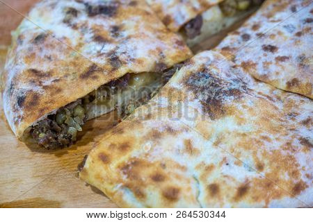 Kubdari With Meat. Traditional Georgian Dish, Svaneti, Georgia