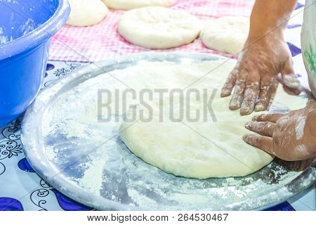 Coocing The Traditional Georgian Dish Kubdari With Meat, Svaneti