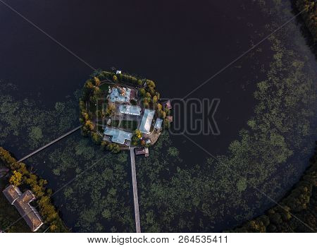 The Holy-vvedensky Nunnery In The Vladimir Region. On The Island. Aerial View.