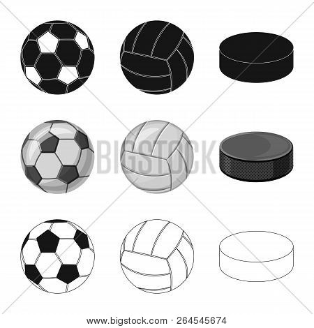 Vector Design Of Sport And Ball Symbol. Set Of Sport And Athletic Stock Vector Illustration.
