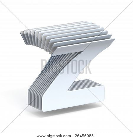 Curved Paper Sheets Letter Z 3d Render Illustration Isolated On White Background