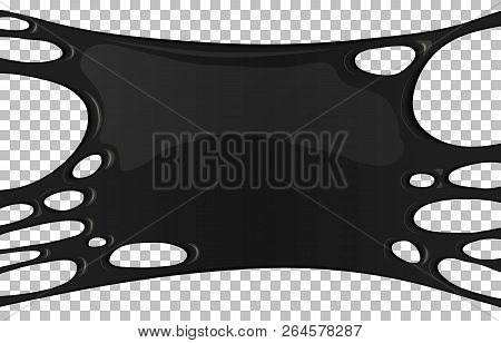 Black Sticky Slime Banner With Copy Space. Frame Of Dark Petroleum. Popular Kids Sensory Toy Vector 