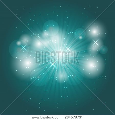 Abstract Ray Light On Green Background, Stock Vector