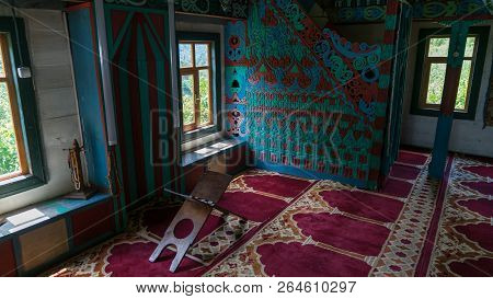 Artvin, Turkey - July 2018: Colorful Internal Painting And Decoration Of The Mosque In Iremit Maral 