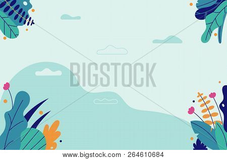 Summer Or Autumn Lamdscape. Background Template For Text, Web Site, Card.