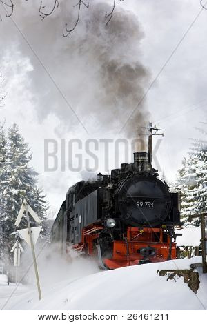 parní lokomotiva, Oberwiesenthal - Cranzhal (Fichtelbergbahn), Německo
