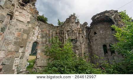 Artvin, Turkey - July 2018: Ruins Of Old Tibetan Monastery And Church In Cevizli Village, Savsat, Ar