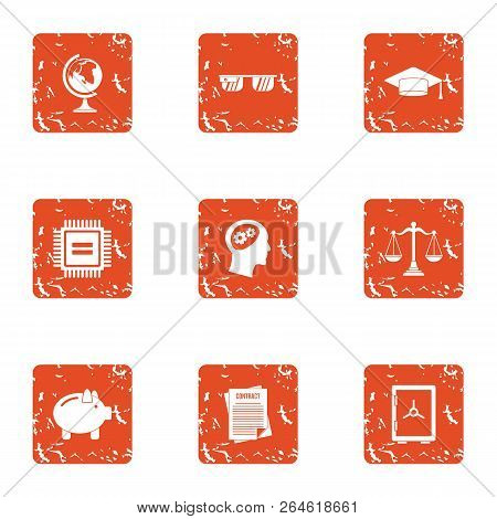 Buildup Icons Set. Grunge Set Of 9 Buildup Vector Icons For Web Isolated On White Background