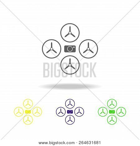 Quadrupter Color Icon. Elements Of A Controlled Aircraft Color Icon. Signs, Outline Symbols Collecti