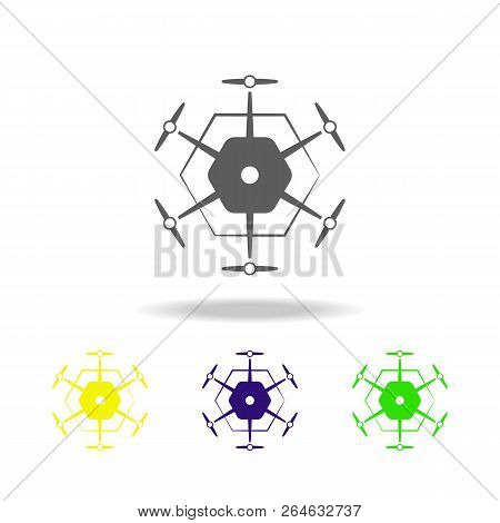 Quadrupter Color Icon. Elements Of A Controlled Aircraft Color Icon. Signs, Outline Symbols Collecti