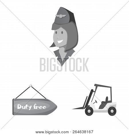 Vector Illustration Of Airport And Airplane Icon. Set Of Airport And Plane Vector Icon For Stock.