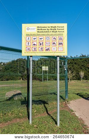 Durbanville, South Africa, August 11, 2018: An Information Board At The Lower Entrance To Majik Fore