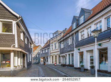 Street With Historical House In Kettwig Old Town, Germany
