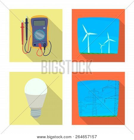 Isolated Object Of Electricity And Electric Icon. Set Of Electricity And Energy Vector Icon For Stoc