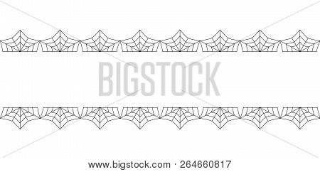 Vector Elegant Double Black Spiderweb Lace Border With Copy Space For Text Isolated On White Backgro