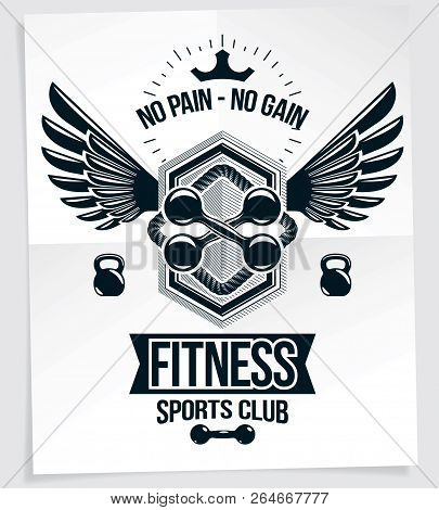 Heavy Load Power Lifting Championship Advertising Poster. Vector Composition Of Dumbbell Sand Kettle