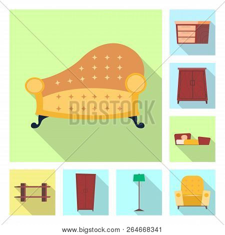 Vector Design Of Furniture And Apartment Symbol. Set Of Furniture And Home Vector Icon For Stock.