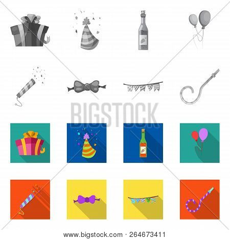 Vector Design Of Party And Birthday Icon. Set Of Party And Celebration Vector Icon For Stock.