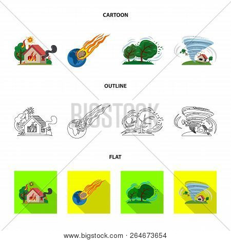 Vector Design Of Natural And Disaster Sign. Collection Of Natural And Risk Stock Vector Illustration